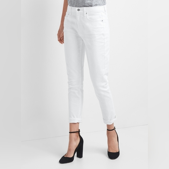 GAP Girlfriend Mid Rise White Pants Size 26 99% Cotton - Picture 3 of 13